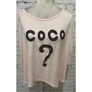 AZZ Trading Inc Knit Pink Top With Beaded Coco? Soft Polyester Size M/L
